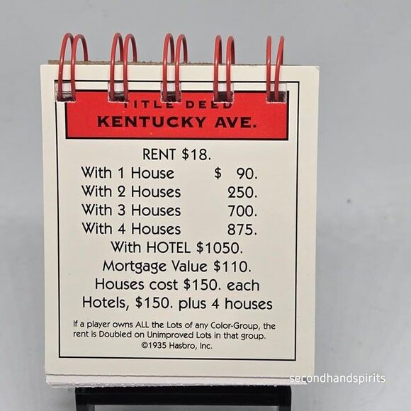 Hand-Assembled Monopoly-Themed Mini Journal -Kentucky Ave - Picture 1 of 1